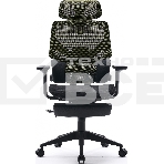 Кресло офисное Cactus CS-CHR-MC01-LGNBK салатовый, сиденье черный, сетка/ткань, с подголов. крестов. пластик, подст. для ног, фото3