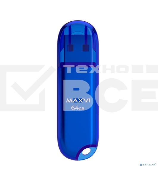 Флешка USB Maxvi P1 (FD64GBUSB20C10P1 blue), 64Gb, USB 2.0, R/W 12/5, синий