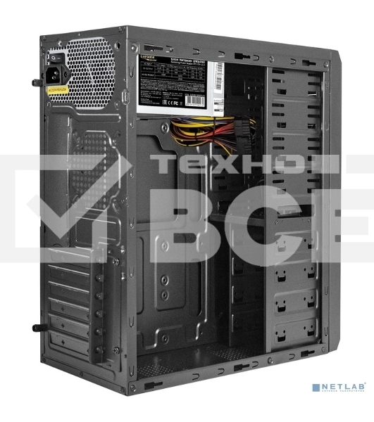 Компьютерный корпус Miditower ExeGate UN-605B-UNS450 (ATX, БП UNS450 с вент. 12см, 2*USB, аудио, блокировка, черный)