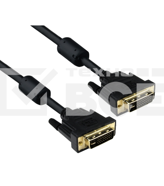 Кабель DVI dual link (25M-25M) 1.8м Exegate, 2 фильтра, позолоченные контакты