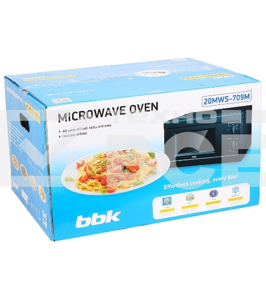 Микроволновая печь BBK 20MWS-709M/B черный, 20 л, 700 Вт, поворотный механизм