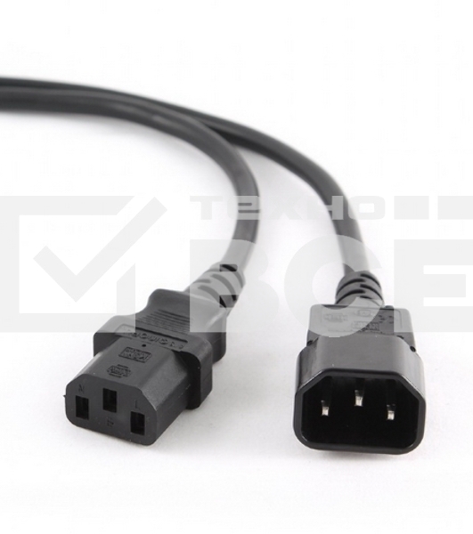 Кабель питания сист.блок-монитор Cablexpert PC-189-1-1.8M, 1.8м, C13-C14, 3x1кв.мм., черный, с заземлением