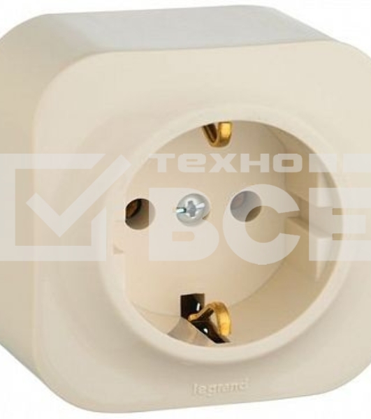 Розетка с заземлением с защитными шторками Legrand 782250 (Слоновая кость)
