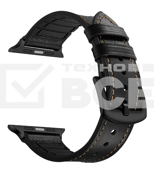 Комбинированный ремешок Lyambda Antares кожа/силикон для Apple Watch 38/40 mm LWA-10-40-BK Black
