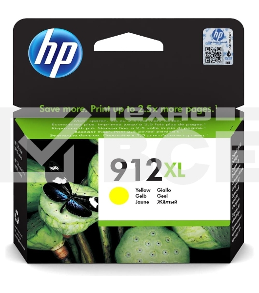 Картридж струйный HP 912XL 3YL83AE желтый увеличенной ёмкости (825 стр) для HP OfficeJet 801x, 802x