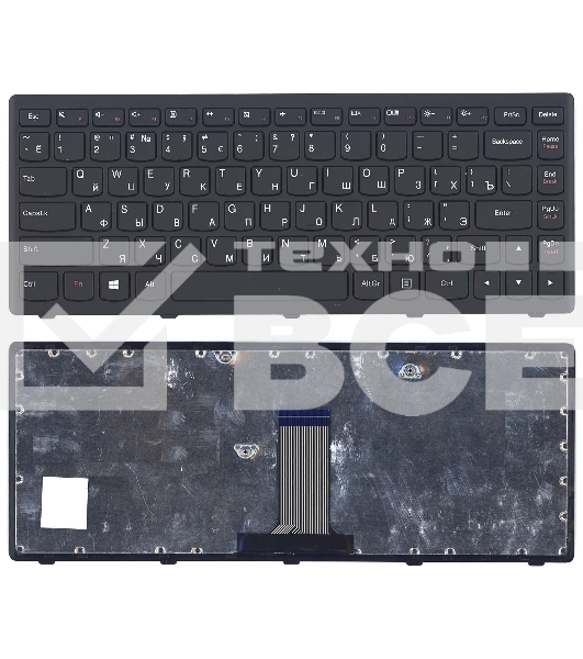 Клавиатура для ноутбука Lenovo Flex 14 G400s черная с рамкой