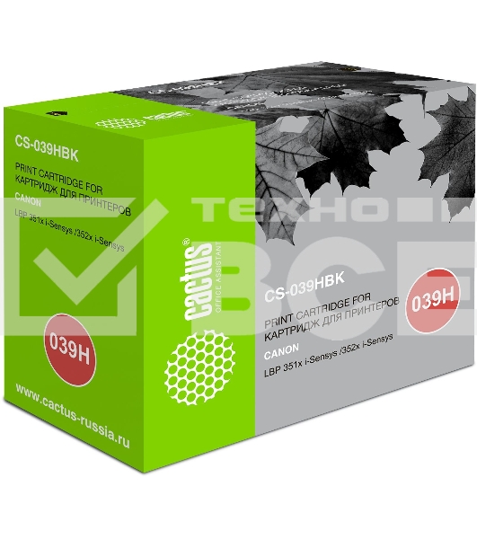 Картридж лазерный Cactus CS-039HBK чёрный (25000 стр.) для Canon LBP 351x i-Sensys /352x i-Sensys