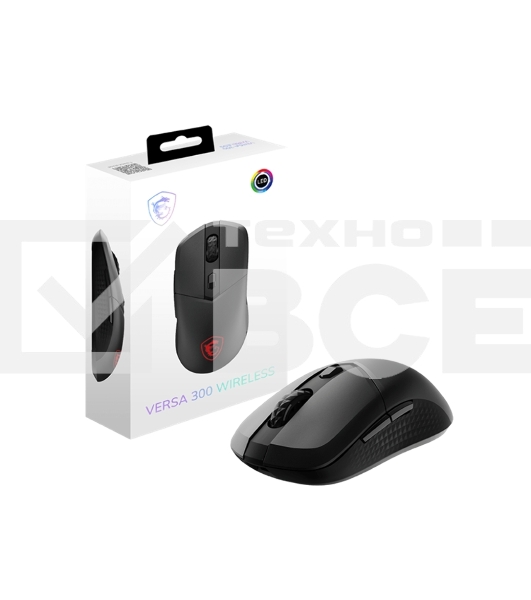 Мышь беспроводная/проводная MSI VERSA 300 черный, 8000 dpi, радиоканал, Bluetooth, USB, кнопки - 6