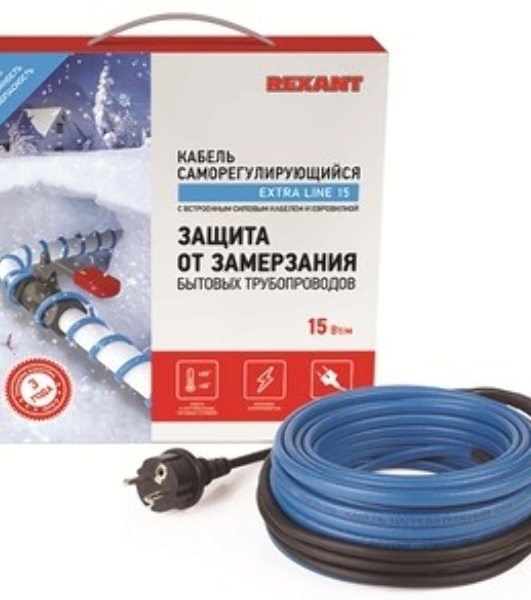 Греющий саморегулирующийся кабель Rexant на трубу 15MSR-PB 2M (2м/30Вт)