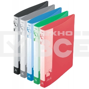 Папка на 2-х кольцах Бюрократ -0827/2R A4, пластик, 0.7мм корешок 27мм, внутренний и торцевой карман, ассорти