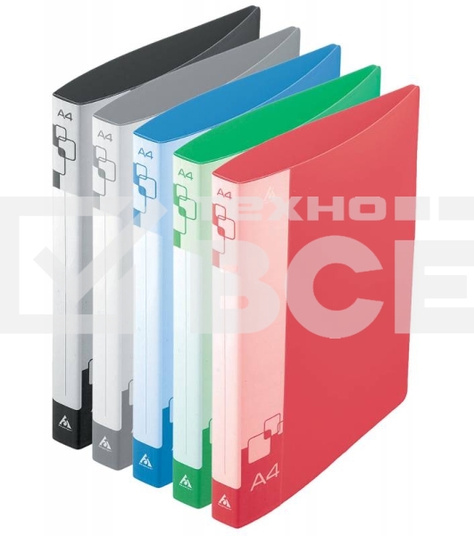 Папка на 2-х кольцах Бюрократ -0827/2R A4, пластик, 0.7мм корешок 27мм, внутренний и торцевой карман, ассорти