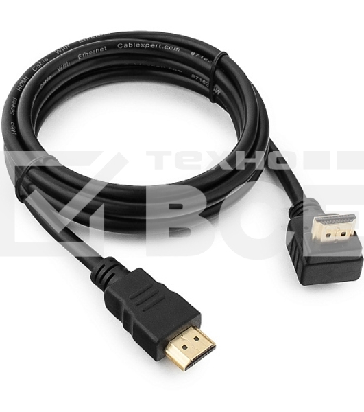 Кабель Cablexpert HDMI CC-HDMI490-6, 19M/19M, v2.0, медь, позол.разъемы, экран, угловой, 1.8м, черный, пакет