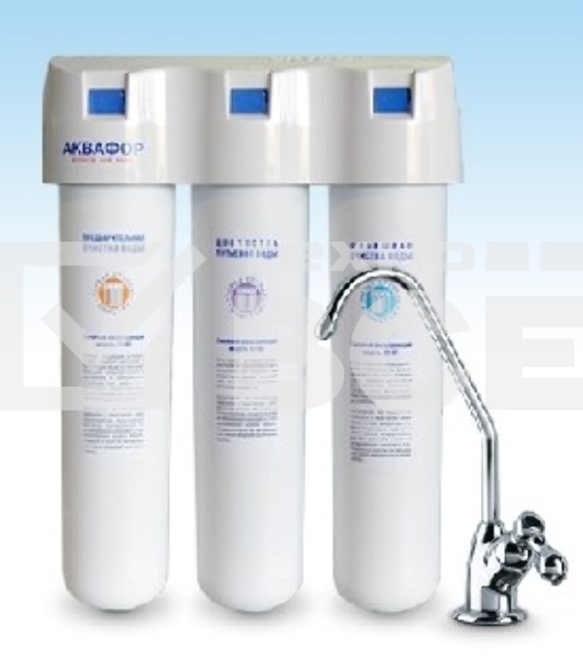 Водоочиститель АКВАФОР КРИСТАЛЛ (тройка+кран) Водоочиститель АКВАФОР Кристалл для мягкой воды предназначен для очистки воды от хлора, органических соединений и других примесей. Также данный фильтр обеззараживает воду. Ресурс 8000л.