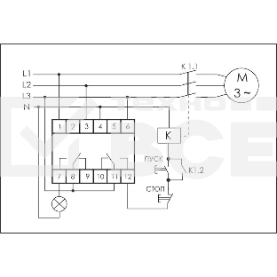 Реле контроля наличия и чередования фаз CKF-318-1 (контроль чередования; слипания фаз; регулировка верх. и нижн. порога напряжения; регулировка задержки отключения; 1 модуль; монтаж на DIN-рейке)(аналог РНПП-311М) F&F EA04.002.007