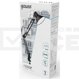 Светильник Gauss GT0012 настольный на струбцине E27 черный 60Вт