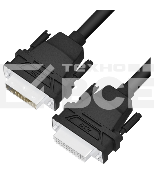 Удлинитель 1.0m DVI-D, черный, DVI/DVI, 25M/25F, FullHD, 28 AWG, GCR-54706