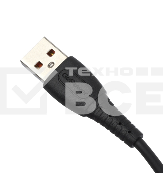 Кабель GoPower GP07L USB (m)-Lightning (m) 1.0м 2.4A силикон черный (1/200/800)