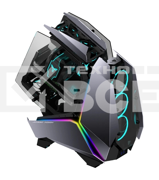 Корпус без блока питания JONSBO MOD-5, Full-Tower, TG, no fans, 2xUSB-A 3.0 + 1xUSB-C 3.2, ATX, mATX, mITX Gray