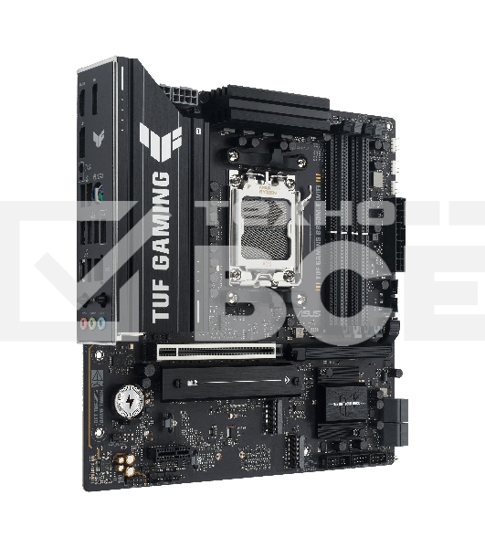 Материнская плата ASUS TUF GAMING B850M-E WIFI, AM5, AMD B850, 4xDDR5, 4xSATA, 3xM.2, 1xPCIe 5.0 x16, 1xPCIe 4.0 x16, 1xPCIe 3.0 x1, 1xHDMI (v2.1), 2xDP (v1.4), 1x2.5Gb LAN, Wi-Fi 6E, Bluetooth 5.3, 1xUSB-C 10Gbps, 2xUSB-A 10Gbps, 2xUSB-A 5Gbps, 4xUSB-A 2.0, 1xPS/2, 3x3.5 мм, 7.1, mATX