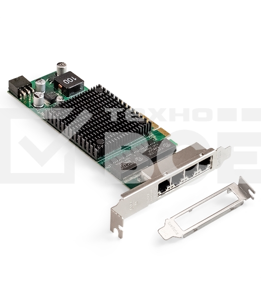 Сетевой адаптер ExeGate EXE-I350-T4V2-PoE (PCI-E x4 v2.1, порты 4xRJ45 PoE (медные, с поддержкой PoE), 10/100/1000Mbps, Gigabit Frame Grabber NIC Intel Chipset NHI350AM4)