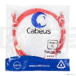 Шнур комм. Cabeus, cat.6, неэкр., U/UTP, RJ45/RJ45, 250 МГц, PVC, AWG24, 2м, красный, фото 1