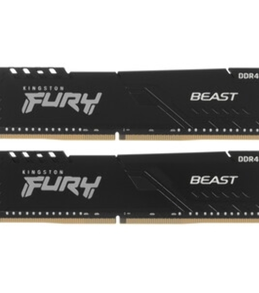 Оперативная память Kingston Fury Beast, DDR4, 32GB (1x32GB), 3200MHz, CL16, DIMM, с радиатором, черный