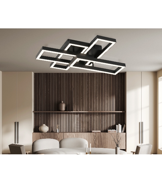 Потолочный светодиодный светильник Ambrella light FA1002/2+2 BK черный 65W 3000K-6400K 550*453*130 (ПДУ ИК)