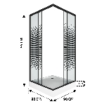 Душевой уголок BAU Stil квадратный с поддоном 90x90х195, прозрачное закаленное стекло с черным рисун, фото3