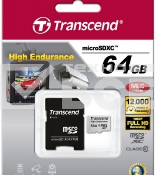 Флэш карта 64Gb microSDXC Transcend (TS64GUSDXC10V), Class 10, RTL