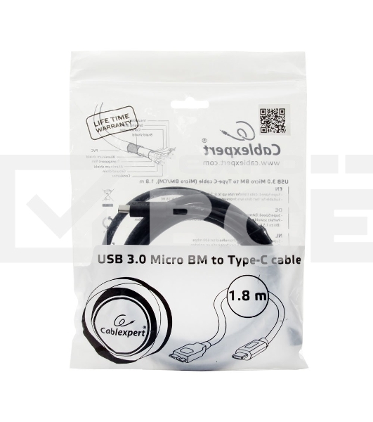Кабель Cablexpert CCP-USB3-mBMCM-6 USB3.0 microBM/USB3.1TypeC, 1.8м, 
