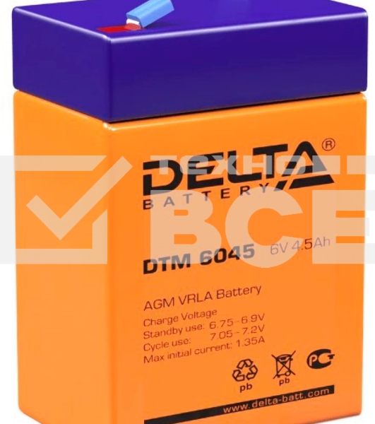 Батарея Delta DTM 6045 (6V 4.5Ah)