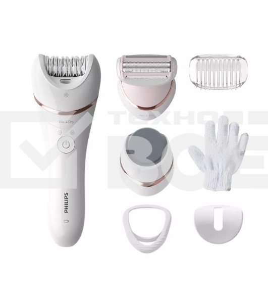 Эпилятор Philips 2 скорости, широкая головка, Wet&Dry, беспроводной, opti light, 6 аксессуаров