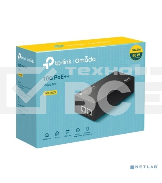 Инжектор PoE++ TP-Link POE380S 10 Гбит/с Omada