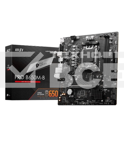 Материнская плата MSI PRO B650M-B, AM5, AMD B650, 2xDDR5, 4xSATA, 1xM.2, 1xPCI-E 4.0 x16, 1xPCI-E 4.0 x1, 1xHDMI, 1xVGA, 1x2.5Gb LAN, 2xUSB 2.0, 4xUSB 3.2 Gen 1, 3x3.5 мм, 7.1, Micro-ATX