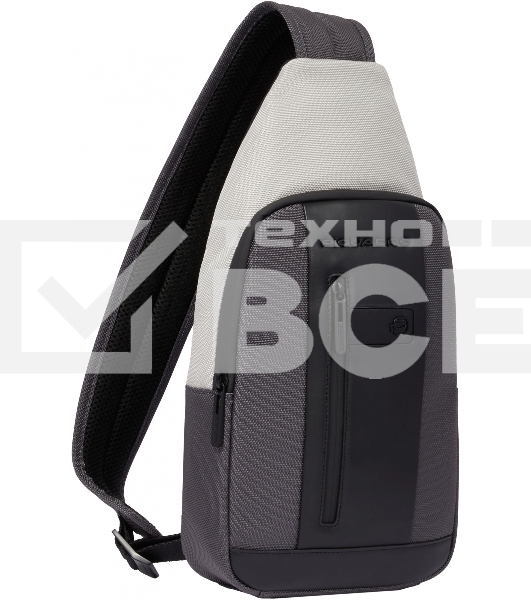 Рюкзак слинг мужской Piquadro Brief2 Special CA4536BR2S/GRN, нейлон/натур.кожа, серый/черный