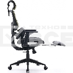 Кресло офисное Cactus CS-CHR-MC01-LGNBK салатовый, сиденье черный, сетка/ткань, с подголов. крестов. пластик, подст. для ног, фото5