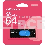 Флеш диск 64GB ADATA UV320, USB 3.1, Черный/Голубой, фото5