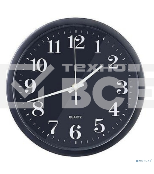 Часы настенные Perfeo 'PF-WC-003', круглые д. 30 см, черный корпус/черный циферблат