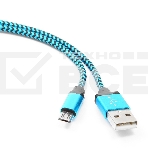 Кабель Gembird USB 2.0 Cablexpert CC-mUSB2bl1m, AM/microBM 5P, 1м, нейлоновая оплетка, алюминиевые разъемы, синий, пакет, фото 1