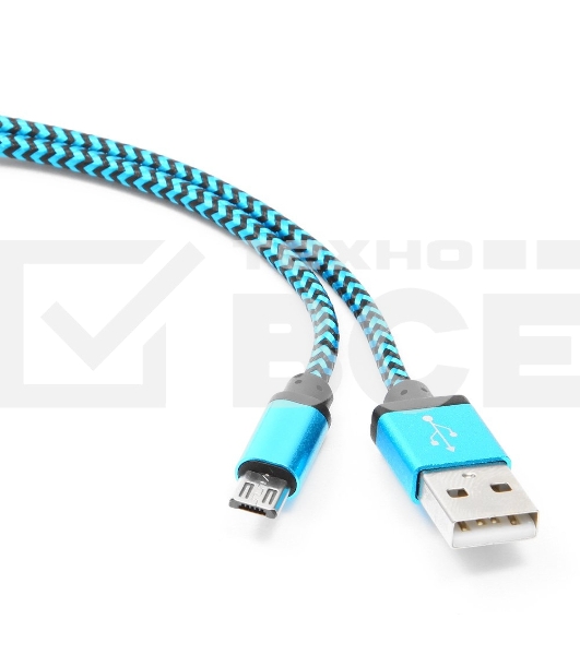 Кабель Gembird USB 2.0 Cablexpert CC-mUSB2bl1m, AM/microBM 5P, 1м, нейлоновая оплетка, алюминиевые разъемы, синий, пакет