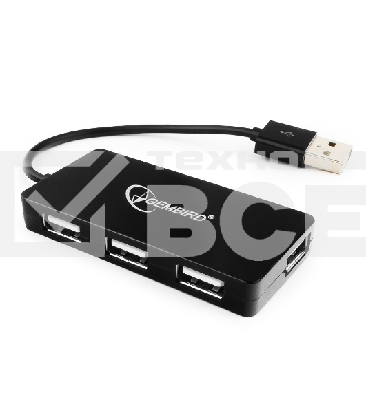 Концентратор USB 2.0 Gembird UHB-U2P4-03, 4 порта, блистер