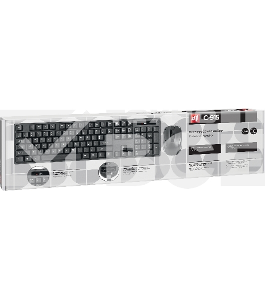 Клавиатура + мышь Defender C-915 RU Black USB 45915 Беспроводной, полноразмерный