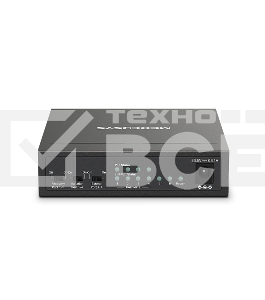Настольный коммутатор Mercusys MS106LP с 6 портами 10/100 Мбит/с (4 порта PoE+)