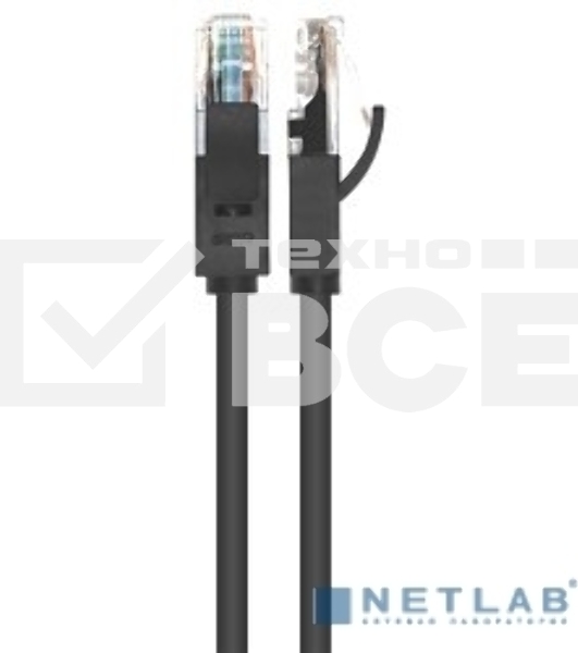 Патч-корд Greenconnect Патч-корд UTP прямой 15 m AWG24 кат.5е,  RJ45,  медь, литой (Черный), пластик пакет (GCR-LNC06-15.0m)