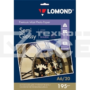 Фотобумага Lomond 0102081 10x15/195г/м2/20л./тепло-белый полуглянцевое для струйной печати