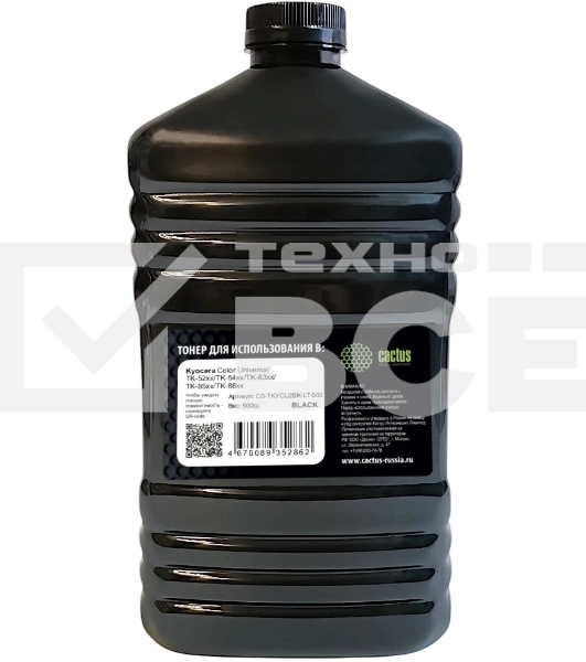 Тонер Cactus CS-TKYCU2BK-LT-500 черный флакон 500гр. для принтера Kyocera Color Universal TK-52xx/TK-54xx/TK-83xx/TK-85xx/TK-88xx