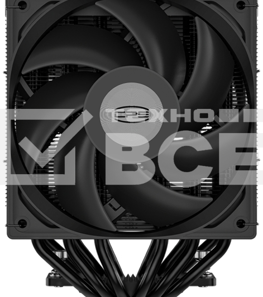 Кулер для процессора PCCooler RT620 Digital BK (250W, 4-pin PWM, LED temp., 157mm, 6x6mm, 2x120мм, 73.32CFM, 34.9dBA, 2200RPM, S: 1851/1700/1200/115X, AM5/AM4, черный)