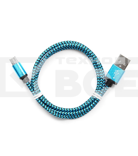 Кабель Gembird USB 2.0 Cablexpert CC-mUSB2bl1m, AM/microBM 5P, 1м, нейлоновая оплетка, алюминиевые разъемы, синий, пакет