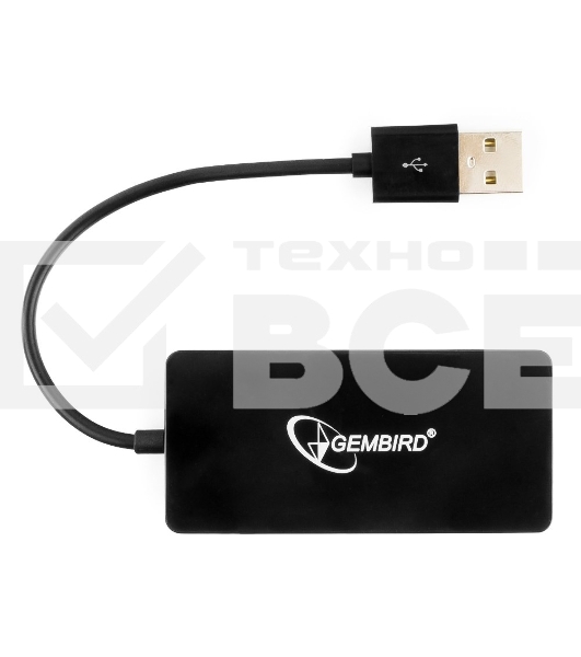 Концентратор USB 2.0 Gembird UHB-U2P4-03, 4 порта, блистер