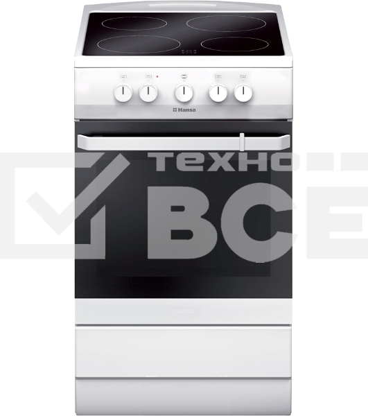Плита электрическая Hansa FCCW54000 белый, конфорок 4 шт, духовка 68 л, 50 см x 85 см x 60 см
